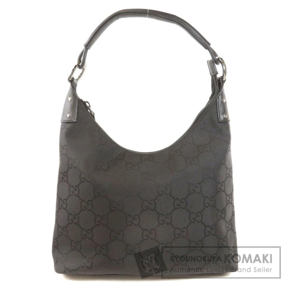 Gucci Nylon Monogram Hobo bag featuring a black leather